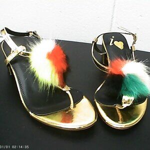 I Heart Gold Heels With Poms
